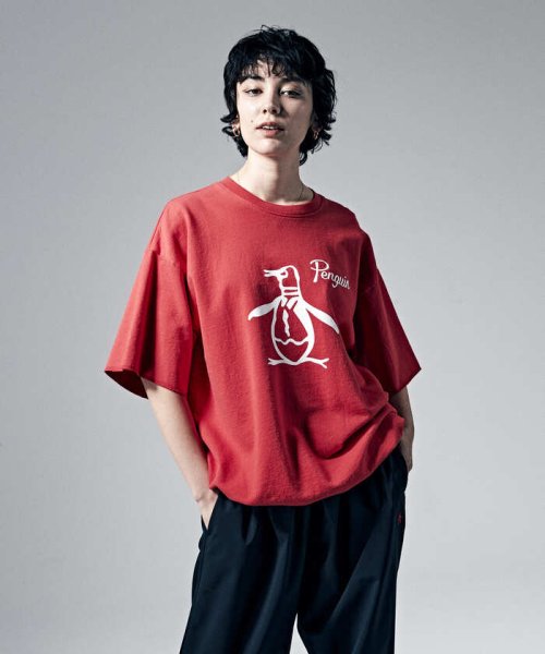 Penguin by Munsingwear(ペンギン　バイ　マンシングウェア)/【WEB限定】U.S.A.PENGUIN FRENCH TERRY SHORT SLEEVE/USAペンギン半袖スウェットシャツ【アウトレット】/レッド