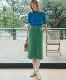 N Natural Beauty Basic(エヌナチュラルビューティベーシック)/ツイードフロントファスナーポケットタイトスカート《S Size Line》/グリーン