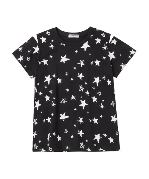 MAC HOUSE(kid's)(マックハウス（キッズ）)/T－GRAPHICS ティーグラフィックス スター総柄肩開き半袖Tシャツ MAG23122/ブラック