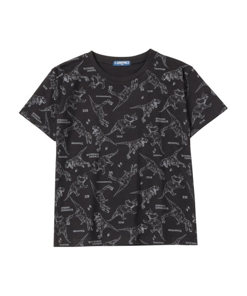 MAC HOUSE(kid's)(マックハウス（キッズ）)/T－GRAPHICS ティーグラフィックス 恐竜総柄半袖Tシャツ MAB23102/ブラック