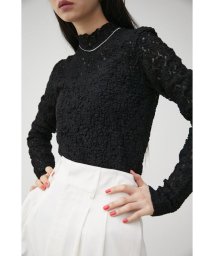 AZUL by moussy(アズールバイマウジー)/CUT LACE LONG SLEEVE TOPS/BLK