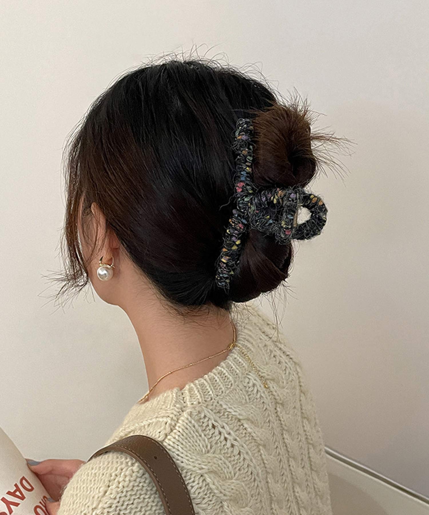 マーブル毛糸 ヘアクリップ 【即納】 ヘアアクセサリー ヘアクリップ