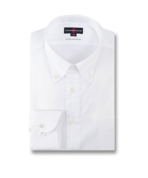 TAKA-Q(タカキュー)/超長綿120双糸 スタンダードフィット ボタンダウン 長袖 シャツ メンズ ワイシャツ ビジネス yシャツ 速乾 ノーアイロン 形態安定/ホワイト