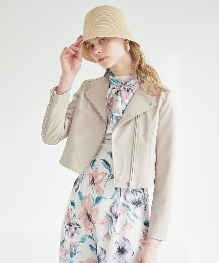 フェイクレザーノーカラーライダースジャケット(505167288) | アンド