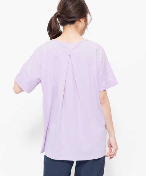 mili an deni(ミリアンデニ)/綿100%バックタックTシャツ レディース トップス 半袖 tシャツ カットソー/ラベンダー