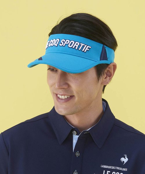 le coq sportif GOLF (ルコックスポルティフ（ゴルフ）)/≪ゴルファーズ≫サンバイザー (ラウンディッシュ芯/サングラス差し込み/ティー挿し/吸汗速乾（ビン皮/額に/ブルー