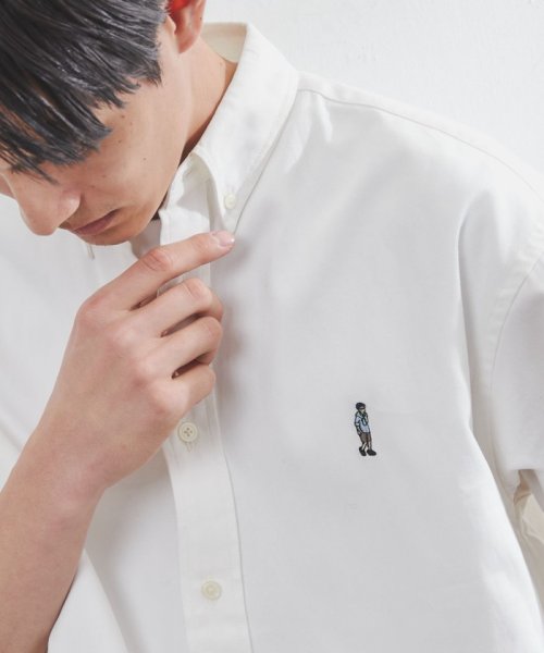 coen(coen)/ワンポイント刺繍ボタンダウンシャツ/WHITE