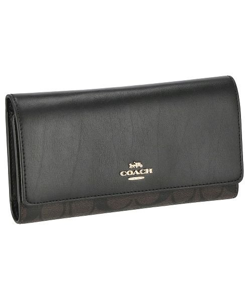 COACH(コーチ)/コーチ C5966 長財布 SLIM TRIFOLD WALLET スリム シグネチャー レディース/ブラウン/ブラック