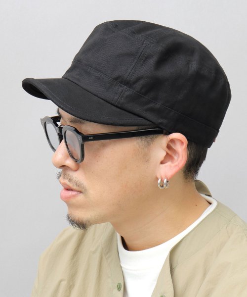 Besiquenti(ベーシックエンチ)/キャンバス ショートバイザー ワークキャップ シンプル カジュアル 帽子 メンズ/ブラック