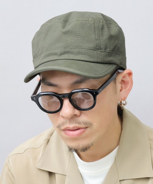 Besiquenti(ベーシックエンチ)/キャンバス ショートバイザー ワークキャップ シンプル カジュアル 帽子 メンズ/カーキ