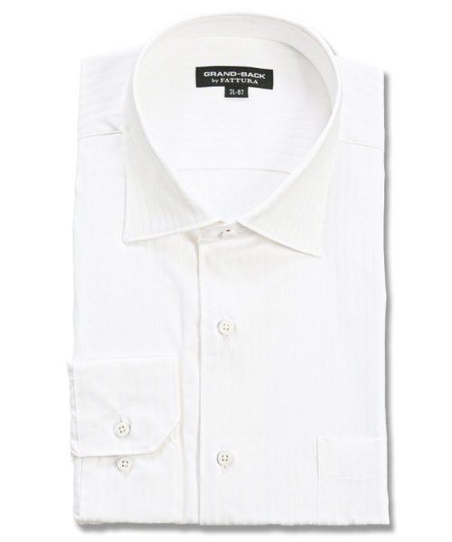GRAND-BACK(グランバック)/【大きいサイズ】ファットゥーラ/FATTURA 日本製 綿100％ セミワイドカラー 長袖 ワイシャツ/ホワイト