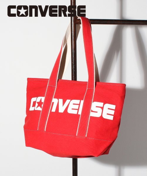 CONVERSE(コンバース)/CONVERSE/コンバース　CANVAS TOTE BAG / トートバッグ 大容量 カジュアル 旅行/レッド杢