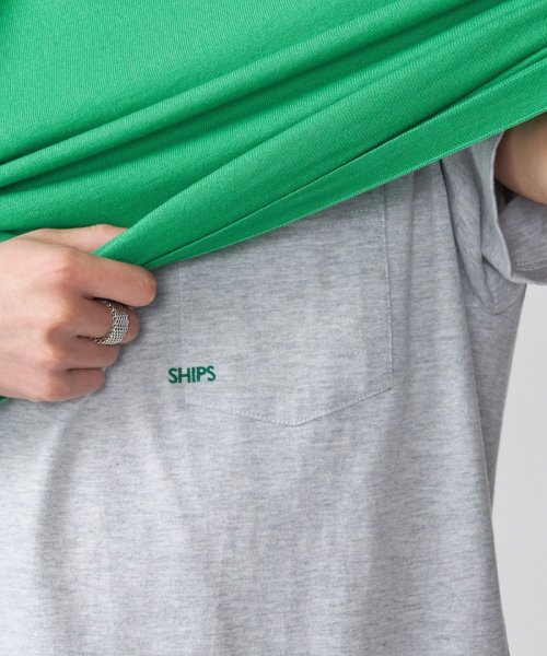 SHIPS MEN(シップス　メン)/*SHIPS: マイクロ SHIPSロゴ ポケット Tシャツ/グレー