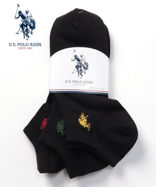 US POLO ASSN(US POLO ASSN)/A. 黒無地 USPA 刺繍 3P 父の日 プレゼント ギフト/ブラック