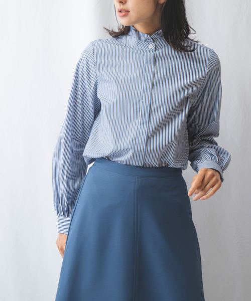 新品】ナラカミーチェ ストレッチコットンミニドットシャツ サイド