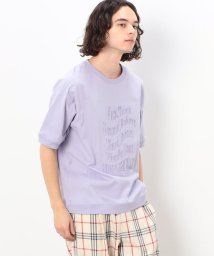 Purple & Yellow/メッセージエンボス 半袖ラグランＴシャツ/505144443