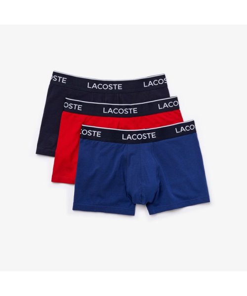 LACOSTE Mens(ラコステ　メンズ)/ブランドネームデザイン3パックボクサーパンツ/ネイビー×レッド