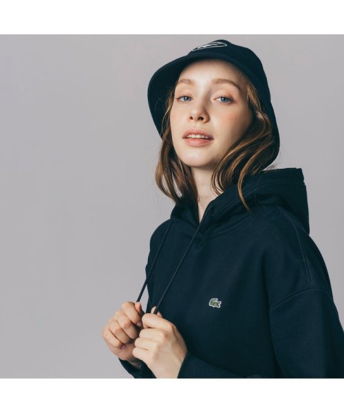 LACOSTE(ラコステ)/裏毛スウェットフーディワンピース/ブラック