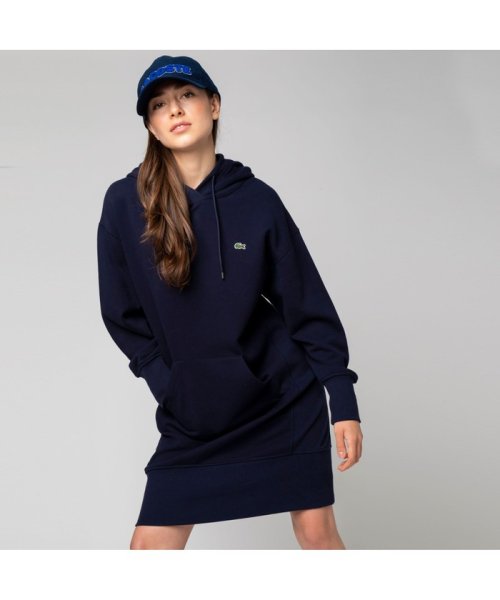 LACOSTE(ラコステ)/裏毛スウェットフーディワンピース/ネイビー