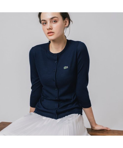 LACOSTE(ラコステ)/UVカット 吸水速乾 ウォッシャブル COOLMAX クールマックス ニットカーディガン/ネイビー