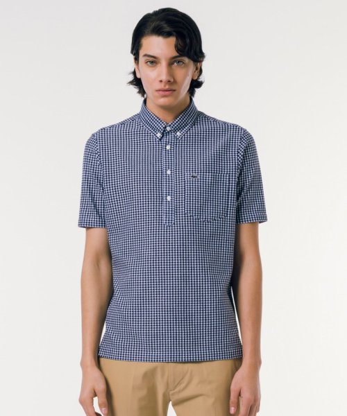 LACOSTE Mens(ラコステ　メンズ)/クールマックスブレンドジャガード半袖ポロシャツ/ネイビー