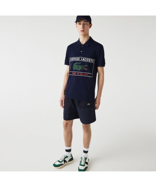 LACOSTE Mens(ラコステ　メンズ)/メイドインフランスボックスプリントポロシャツ/ネイビー