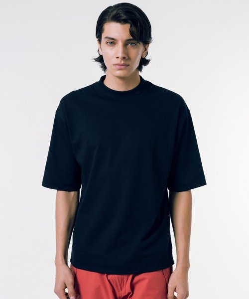 LACOSTE Mens(ラコステ　メンズ)/5分袖モックネックサマーニットTシャツ/ブラック