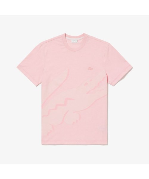 LACOSTE Mens(ラコステ　メンズ)/オーバーサイズプリント鹿の子地Tシャツ/ライトピンク