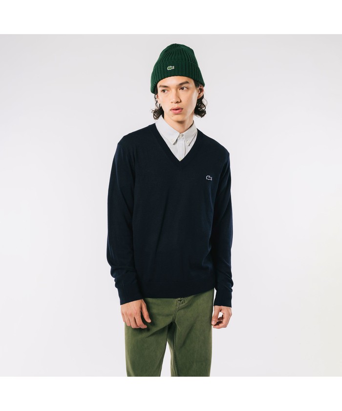 ラコステ LACOSTE ウールニットフルジップセーター 5 メンズL /eaa341261