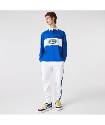 LACOSTE Mens(ラコステ　メンズ)/パネルボーダーヘリテージグラフィックラガーシャツ/ブルー