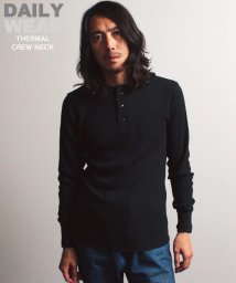 AVIREX(AVIREX)/《DAILY/デイリー》THERMAL L/S HENLEY NECK T－SHIRT/サーマル 長袖 ヘンリーネック Tシャツ /ブラック