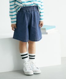 ROPE' PICNIC　KIDS(ロぺピクニックキッズ)/【KIDS】ウエストフリルデニムキュロットパンツ/ネイビー（40）