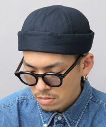 Besiquenti(ベーシックエンチ)/ワイドロール フィッシャーマンキャップ ロールキャップ 麻 レーヨン 帽子 メンズ カジュアル/ネイビー