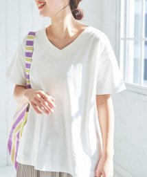 coen(coen)/USAコットンVネックTシャツ/OFFWHITE