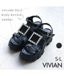 Vivian/厚底ビジューバックルサンダル/505175007