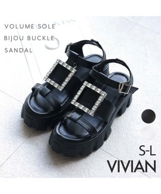 Vivian/厚底ビジューバックルサンダル/505175007