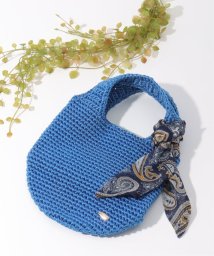 ikka(イッカ)/スカーフ付きこま編みバッグ/ブルー