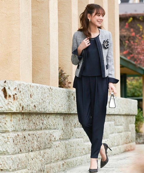 セール】ツイードジャケットセットアップパンツスーツ「SU859  