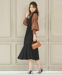 RUIRUE BOUTIQUE(ルイルエブティック)/マルチwaySTYLE タックブラウス＆プリーツヘムワンピース「CSU1163」/テラコッタ×ブラック