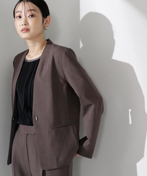 リネンライクセットアップ＞ノーカラージャケット(505175329  