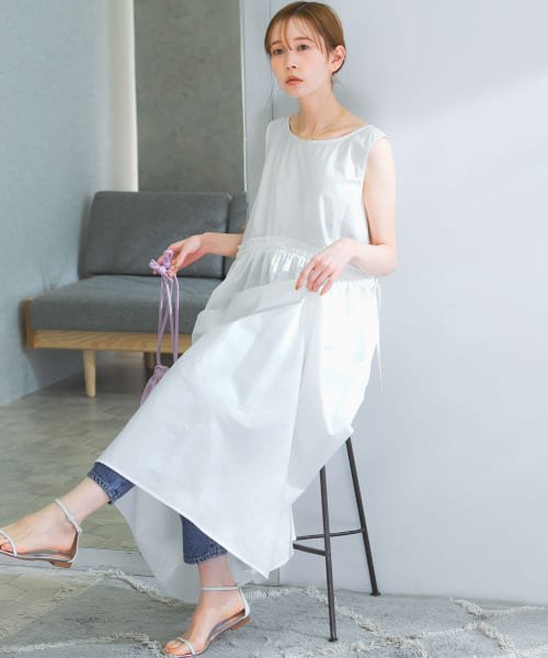 URBAN RESEARCH ROSSO(URBAN　RESEARCH　ROSSO)/EMIN&PAUL　CURVED WAIST DRESS/WHITE