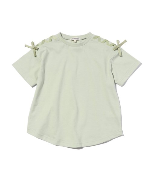 SHOO・LA・RUE(Kids) (シューラルーキッズ)/【110－140cm/吸水速乾】CVC肩レースアップTシャツ/ライトグリーン（021）