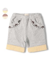 Kids Zoo(キッズズー)/【子供服】 kid´s zoo (キッズズー) 車刺繍裾チェックハーフパンツ 80cm，90cm W31111/グレー