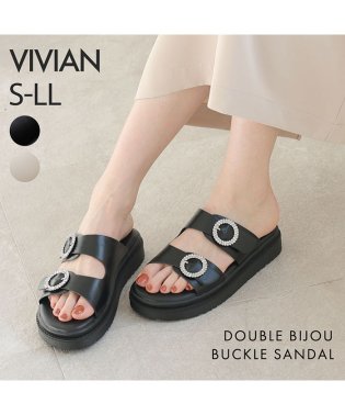 Vivian/厚底ダブルビジューバックルサンダル/505178770