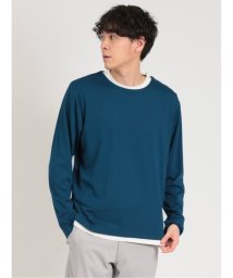 m.f.editorial(エムエフエディトリアル)/レーヨンナイロン フェイクレイヤード クルーネック 長袖 メンズ Tシャツ カットソー カジュアル インナー ビジネス ギフト プレゼント/ブルー