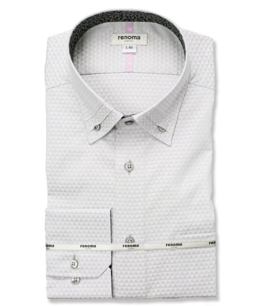 TAKA-Q(タカキュー)/形態安定 スタンダードフィット 3枚衿ボタンダウン 長袖 シャツ メンズ ワイシャツ ビジネス yシャツ 速乾 ノーアイロン 形態安定/グレー