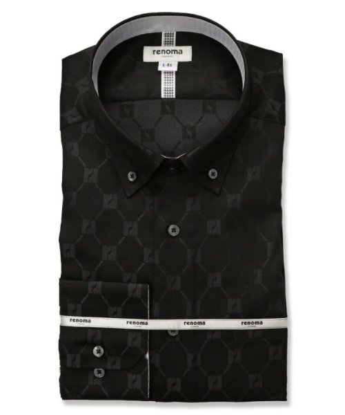 TAKA-Q(タカキュー)/形態安定 スタンダードフィット ショートボタンダウン 長袖 シャツ メンズ ワイシャツ ビジネス yシャツ 速乾 ノーアイロン 形態安定/ブラック