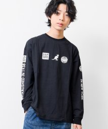 RAT EFFECT(ラット エフェクト)/KANGOL別注袖プリントロングTシャツ/ブラック