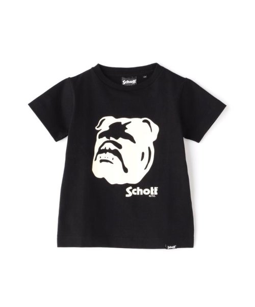 Schott(ショット)/KID'S/SS T－SHIRT STENCIL BULLDOG/ステンシル ブルドック Tシャツ/ブラック