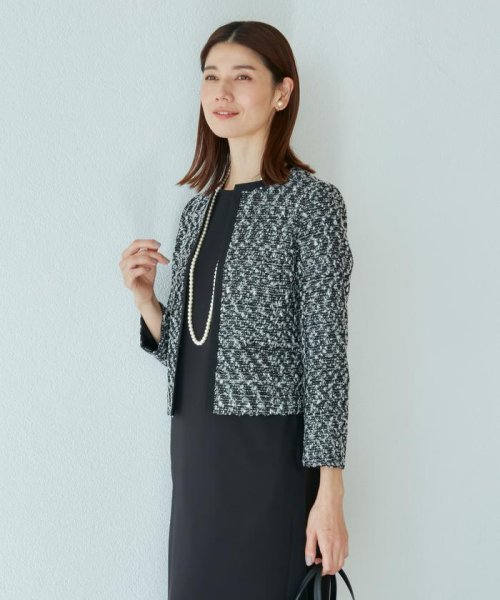 《大きいサイズ》ノーカラーツイードジャケット《ROBE SUPERIOR CLOSET》 SUPERIOR ROBE CLOSET/ローブスーペリアクローゼット